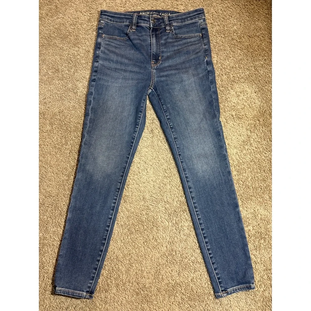 American Eagle High Rise Jegging Next Level Stretch Medium Wash Jeans 8 Short